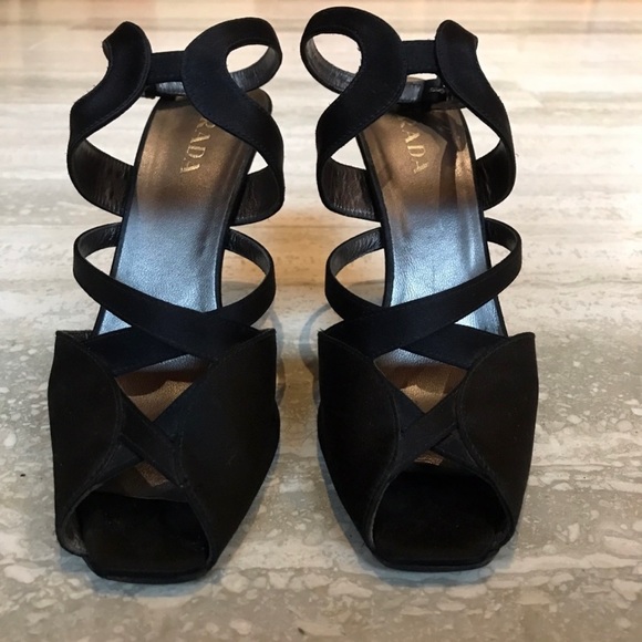 Prada Beautiful Black Satin Heels - Picture 5 of 11